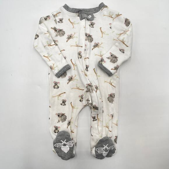 Burt's Bees Baby Kola Bear Organic Gray Newborn Footed Pajamas Sleep Play - Picture 1 of 9